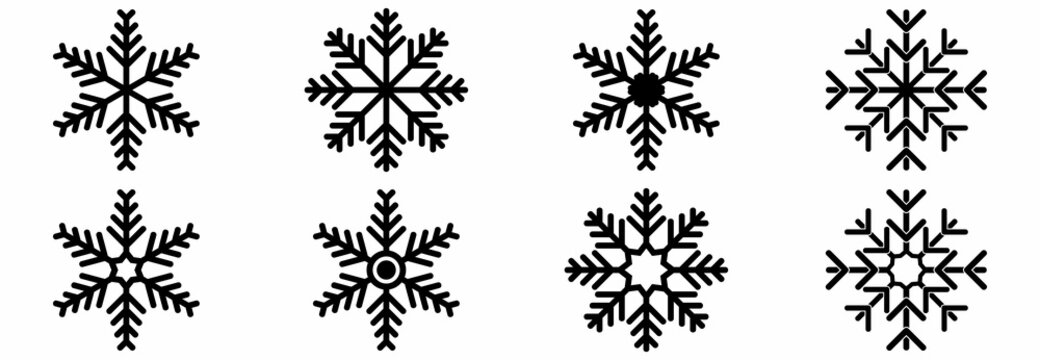 snowflake icon set, snowflake vector set sign symbol