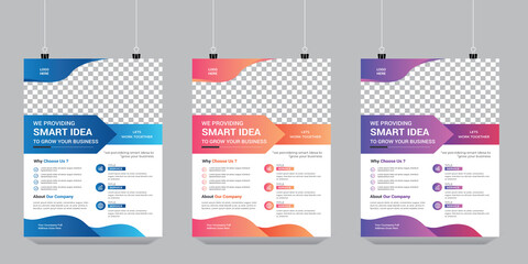 Corporate Business flyer template vector design, Flyer Template Geometric shape used for business poster layout with 3 color