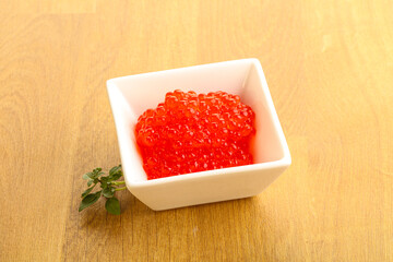 Red caviar in the bowl