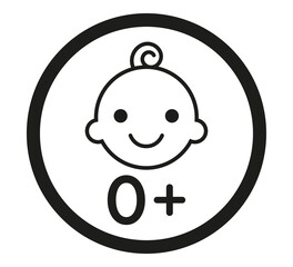 For newborn children sign sticker. Zero plus. Vector design element.
