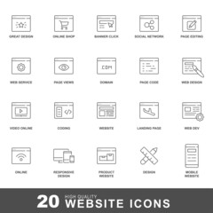 Website line icons. Web pages and sites icon