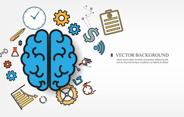 Vector brain icon.IQ work vector white background