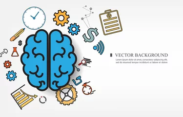 Fototapeten Vector brain icon.IQ work vector white background © kanet