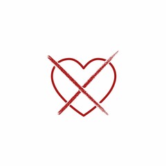 The crossed out heart. Disappointment. Vector illustration isolated on white background.