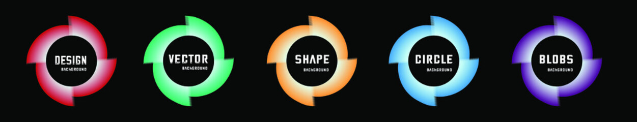 Set of isolated abstract aqua spot with gradient or dynamic color.Vector colorful neon templates.Circle shapes with vivid gradients,Abstract liquid shape black.vividness.Fluid.blob.banners.sphere.glow