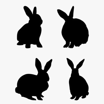 A set of Rabbit silhouette stock vector clipart.Animal silhouette