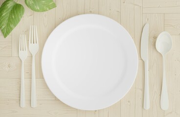 empty plate with fork and knife