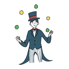 手品師のジャグリングイラスト