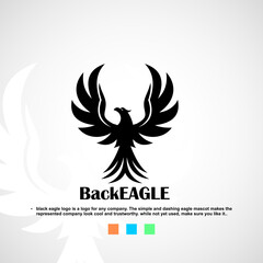 black eagle logo, silhouette of simple elegant eagle vector illustrations