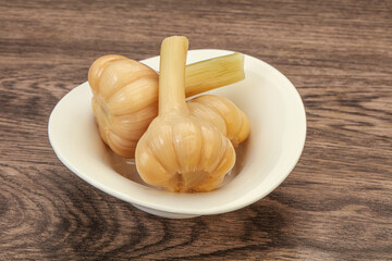 Marinated garlic in the bowl