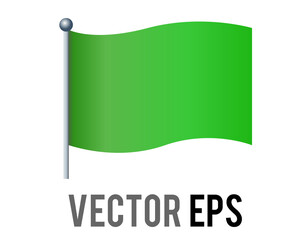 Vector isolated rectangular Christmas gradient green flag icon with silver pole