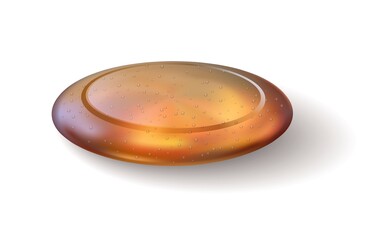 Realistic antibacterial soap. Cosmetic cleaner. Isolated piece of skin care cleaning bar. Natural hygiene toiletry. Hand washing detergent template. Vector soapy cleanser with water drops