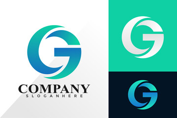 Fototapeta premium Abstract g letter circle logo and icon design vector concept for template