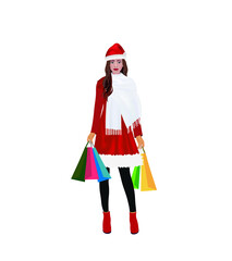 Woman holding shopping bags. vector