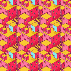 Fondo ciudad colorido, geométrico, vectorial. © Manuel