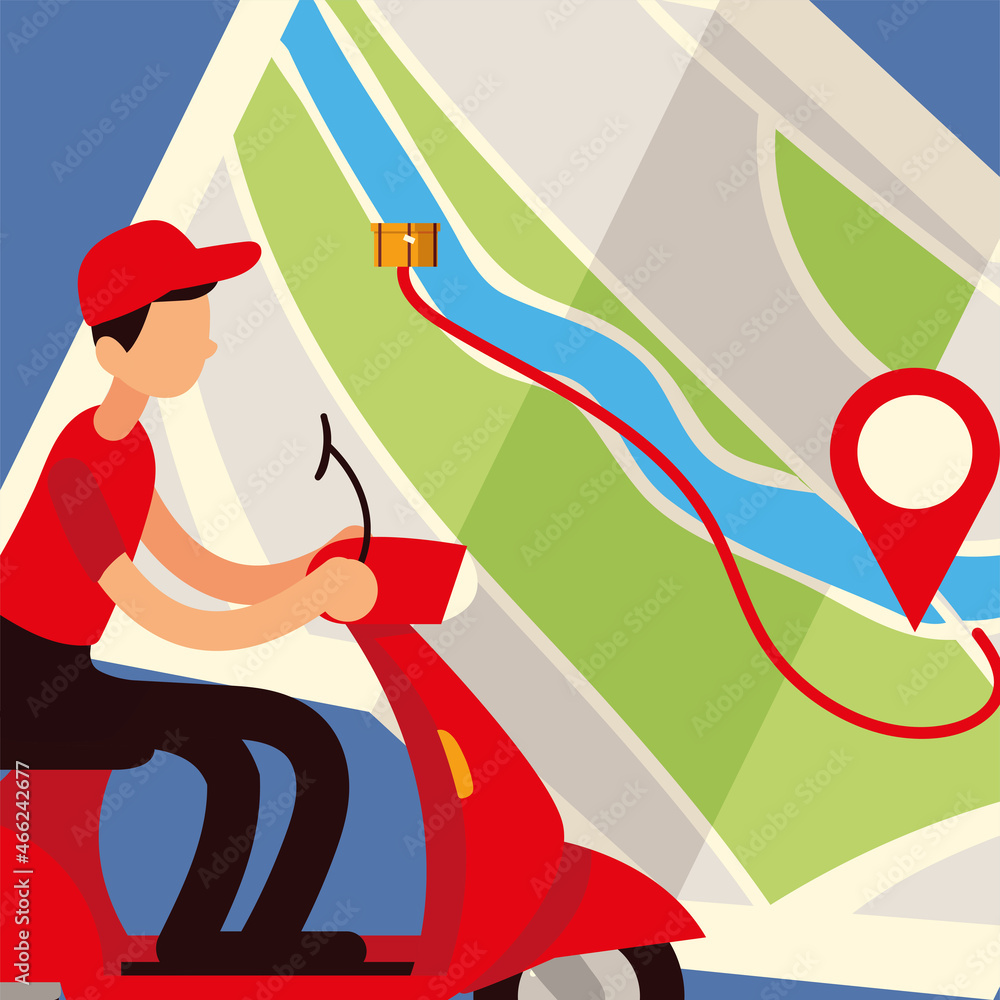 Poster delivery man navigation map