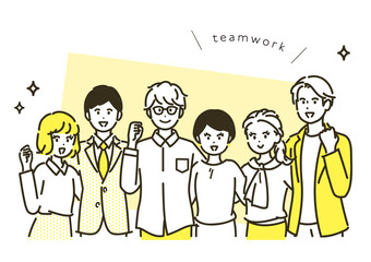 肩を組むビジネスパーソンのイラスト素材