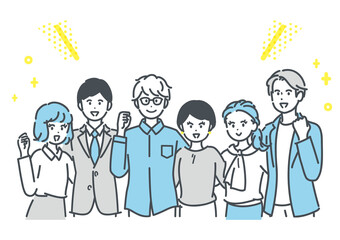 肩を組むビジネスパーソンのイラスト素材