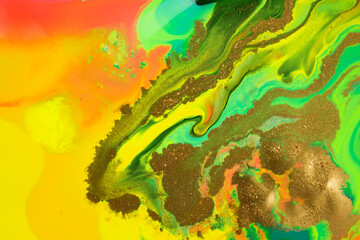 Fototapeta na wymiar Rainbow abstract liquid ink gradient pattern. Fluorescent liquid bright texture.