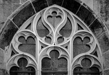 AACHEN, GERMANY. OCTOBER 04, 2020. Facades window on Aachener Dom.