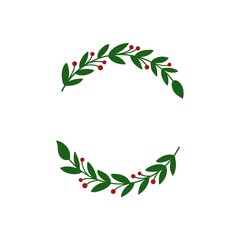 Christmas wreath with winter floral elements.