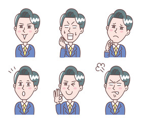 若い男性上半身表情セット