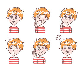 若い男性上半身表情セット