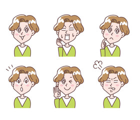 若い男性上半身表情セット