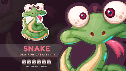 Cartoon character crazy animal snake