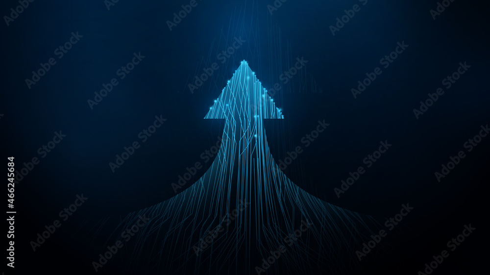 Aufkleber startup concept. up arrow. abstract circuit lines futuristic technology digital hi tech background