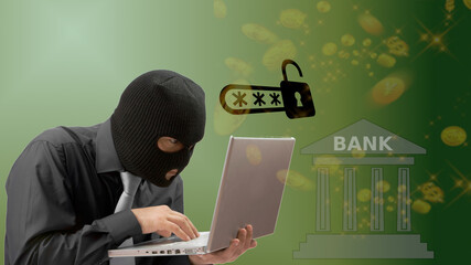 hacker stealing data from laptop