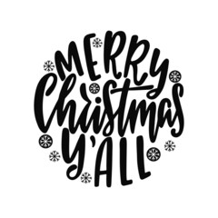 Round Christmas Ornament with hand drawn lettering text.