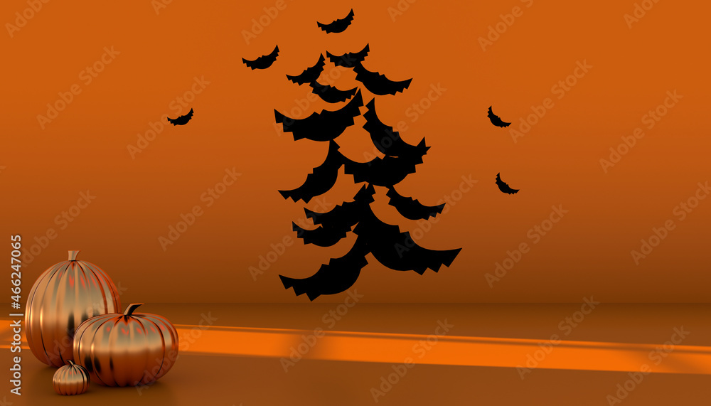 Poster podium and minimal abstract background for halloween, 3d rendering geometric shape. 3d illustration.