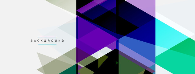 Fototapeta premium Color triangles composition, geometric abstract background. Techno or business concept, pattern for wallpaper, banner, background, landing page