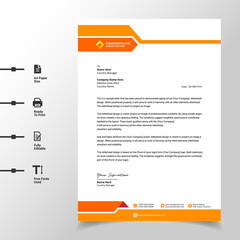 abstract business letterhead template (Orange modern a4 letterhead fully print ready and customizable)