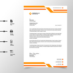 abstract business letterhead template (Orange modern a4 letterhead fully print ready and customizable)