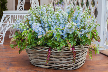 bouquet of flowers in a basket at the holiday