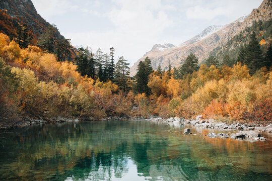 Autumn Baduk lakes, Karachay-Cherkessia, Russia.