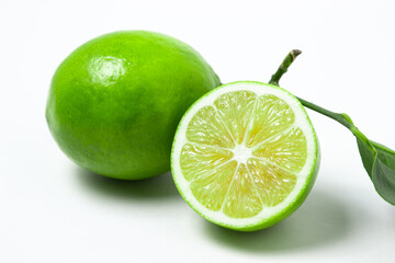 Lime isolated on white background. Sour fruit. Citrus fruit