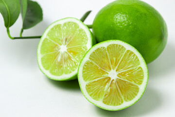 Lime isolated on white background. Sour fruit. Citrus fruit