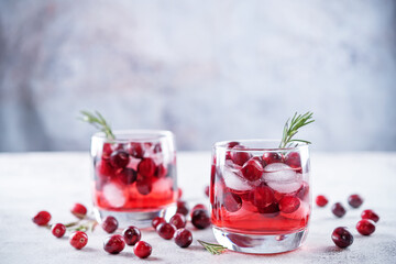 Cranberry rosemary gin in glass