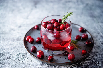 Cranberry rosemary gin in glass