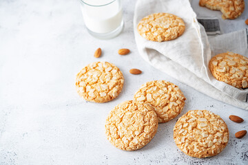Cookies with almond with glass of milk