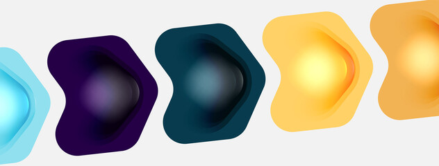 Color arrow shapes on white backdrop. Minimal geometric abstract background. Vector illustration for wallpaper banner background or landing page