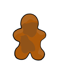 Brown baked gingerbread man illustration