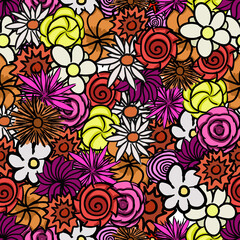 Fototapeta na wymiar Multiple Flowers - Seamless Pattern