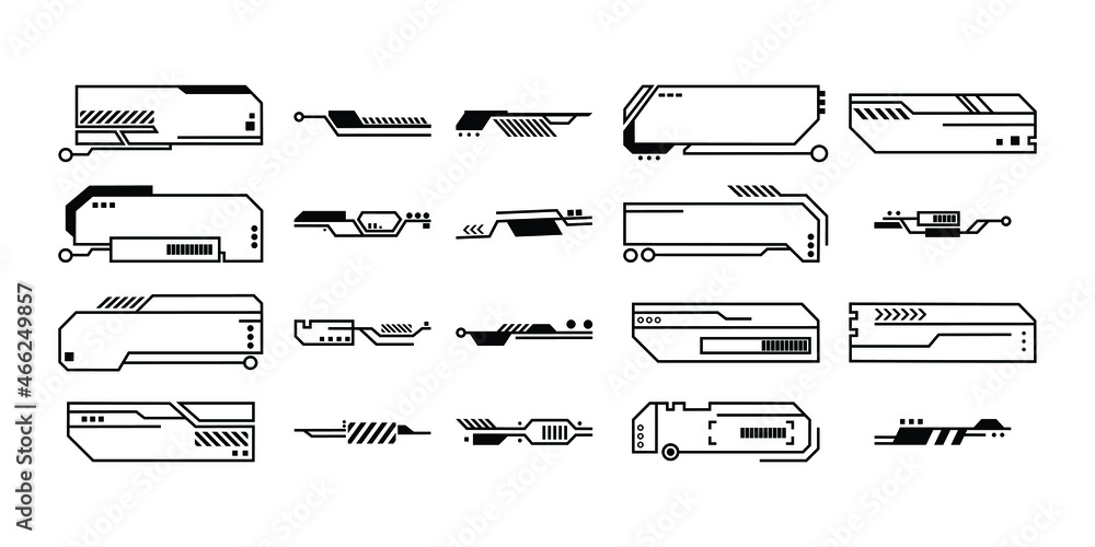 Poster bars and frames vector illustration for web interface design. hud gaming element in a simple style. 