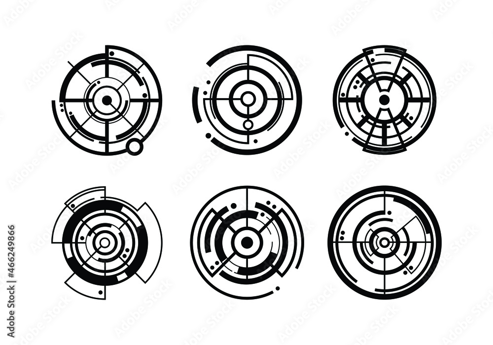 Poster set of various modern target illustrations. geometric shapes elements isolated on a white background