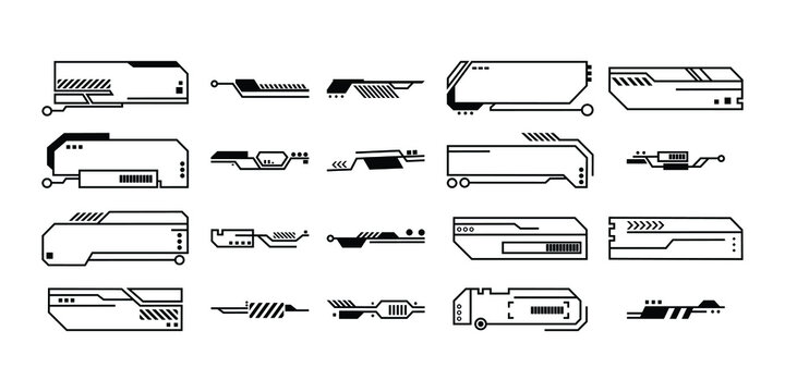 bars and frames vector illustration for web interface design. hud gaming element in a simple style. a copy space collection in a futuristic and hi-tech theme.