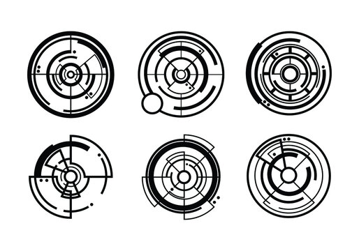 set of various modern target logo illustrations. geometric shapes elements isolated on a white background of logo design vector.